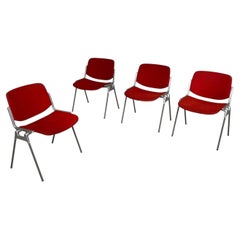 Sedie DSC in tessuto rosso moderno italiano di Giancarlo Piretti per Anonima Castelli, anni '70