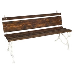 Italian art deco wooden and white cast iron bench, 1930s