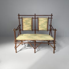 Italian art deco sofa in fabric and bamboo, 1930s