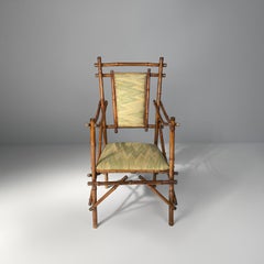 Italian art deco armchairs in fabric and bamboo, 1930s