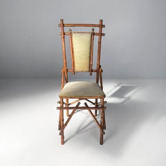 Italienische Art-déco-Stühle aus Stoff und Bambus, 1930er Jahre