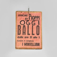Italian mid-century modern wooden advertising sign, 1970s