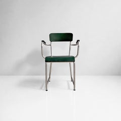 Italian metal and faux leather chairs by Maltoni Carlo Arredi Metallici, 1930s