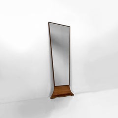 Italian mid century modern floor-standing mirror with wooden frame, 1960s