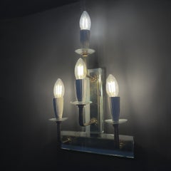 Italian art deco glass and brass wall light, 1930s