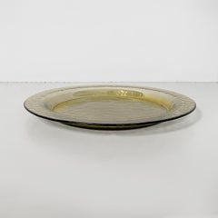 Italian mid-century modern tray or plate in yellow glass, 1950s