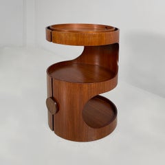Italian modern round wooden coffee table, 1970s
