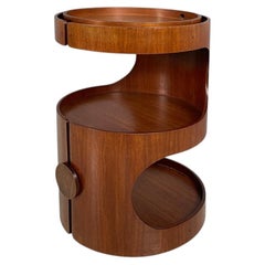 Italian modern round wooden coffee table, 1970s