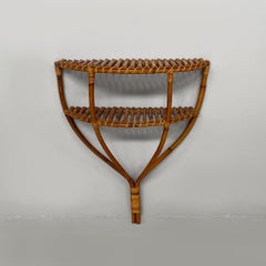 Italian mid-century modern wall console in rattan, 1960s
