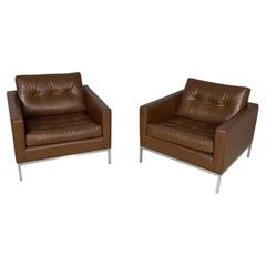 Poltrone americane in pelle disegnate da Florence Knoll per Knoll International, anni ’70