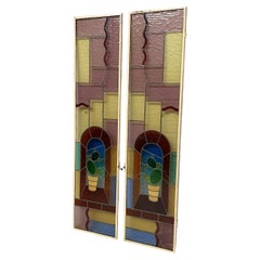 Italian liberty cactus stained-glass windows, 1910s