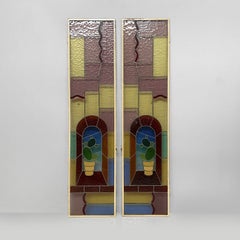 Italian liberty cactus stained-glass windows, 1910s