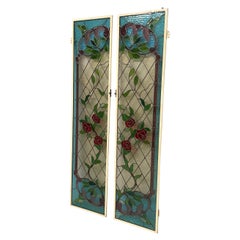 Italian liberty roses stained-glass windows, 1910s