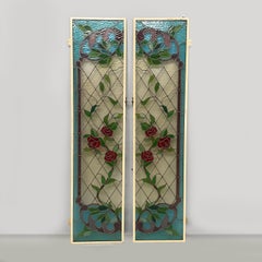 Italian liberty roses stained-glass windows, 1910s