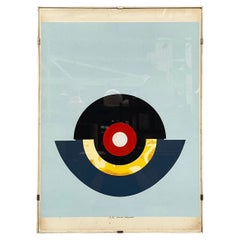 Italian Bauhaus geometrical silkscreen print on paper, 1980s