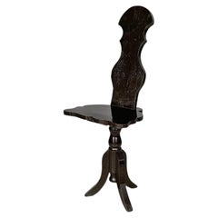 Italian antique chair in black wood, late 19th century