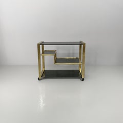 Italian modern brass and smoked glass bar cart, 1970s