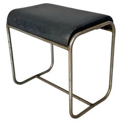 Italian Art Deco stool in metal and faux leather, 1930s
