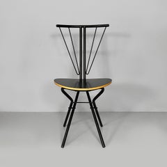 Italian modern folding chair in black wood and metal, 1980s