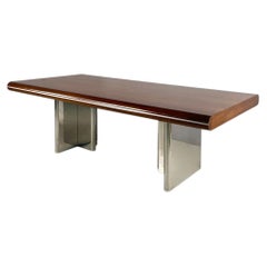 Escritorio italiano moderno de madera y metal, diseñado por Hans von Klier para Skipper, década de los 70