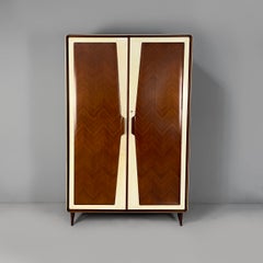 Italian Art Deco wardrobe in wood and white wood, 1940s