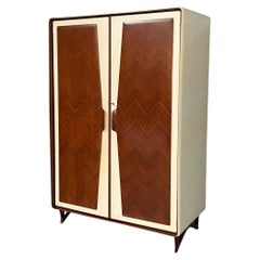 Italian Art Deco wardrobe in wood and white wood, 1940s