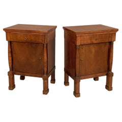 Italian Empire style bedside tables in wood, early 19th century