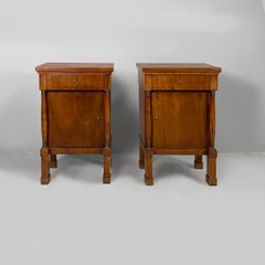 Italian Empire style bedside tables in wood, early 19th century