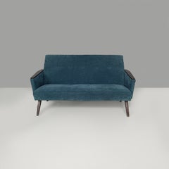 Italian mid-century modern green velvet sofa, 1950s
