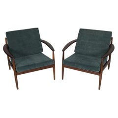 Italian mid-century modern green velvet armchairs, 1950s