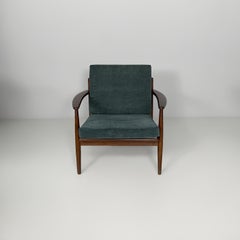 Italian mid-century modern green velvet armchairs, 1950s
