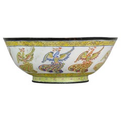 Antique Large Kangxi Marked Bejing Palace Marked Cantonese Bowl Chinese Dragon
