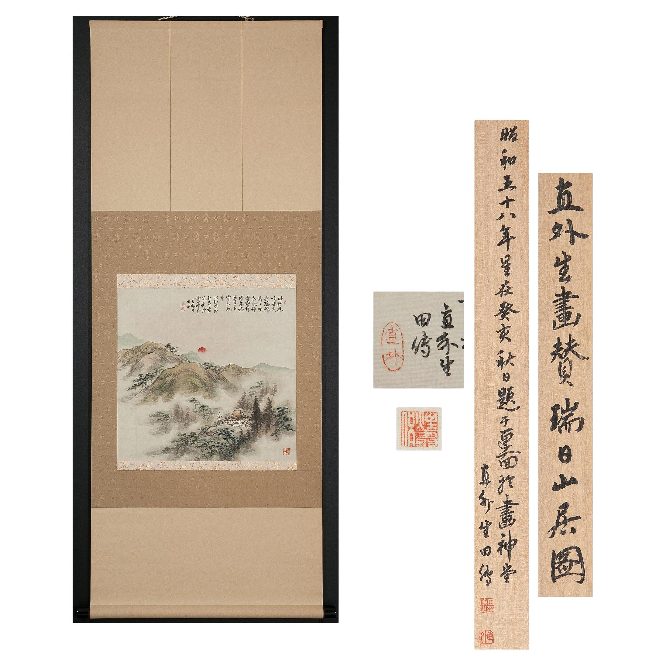 Lovely Scroll Painting Japan, 20th Century 'Showa' Artist Landscape Scene For Sale