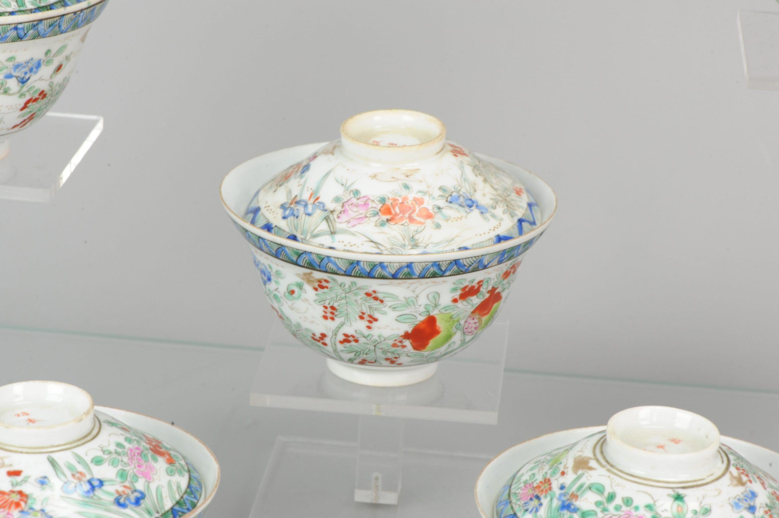 Rare Antique Japanese Meiji Period Set of Tea Bowls Porcelain Straits For Sale 2