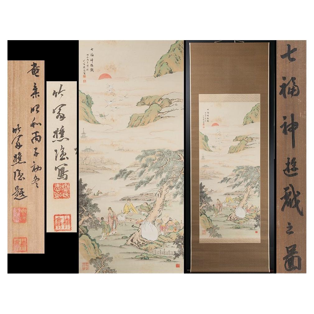 Immortals Nihonga Scene Meiji/Taisho Period Scroll Japan Artist Meiji Period For Sale