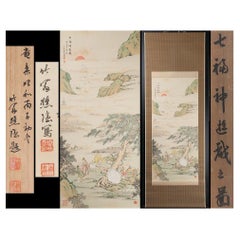 Vintage Immortals Nihonga Scene Meiji/Taisho Period Scroll Japan Artist Meiji Period