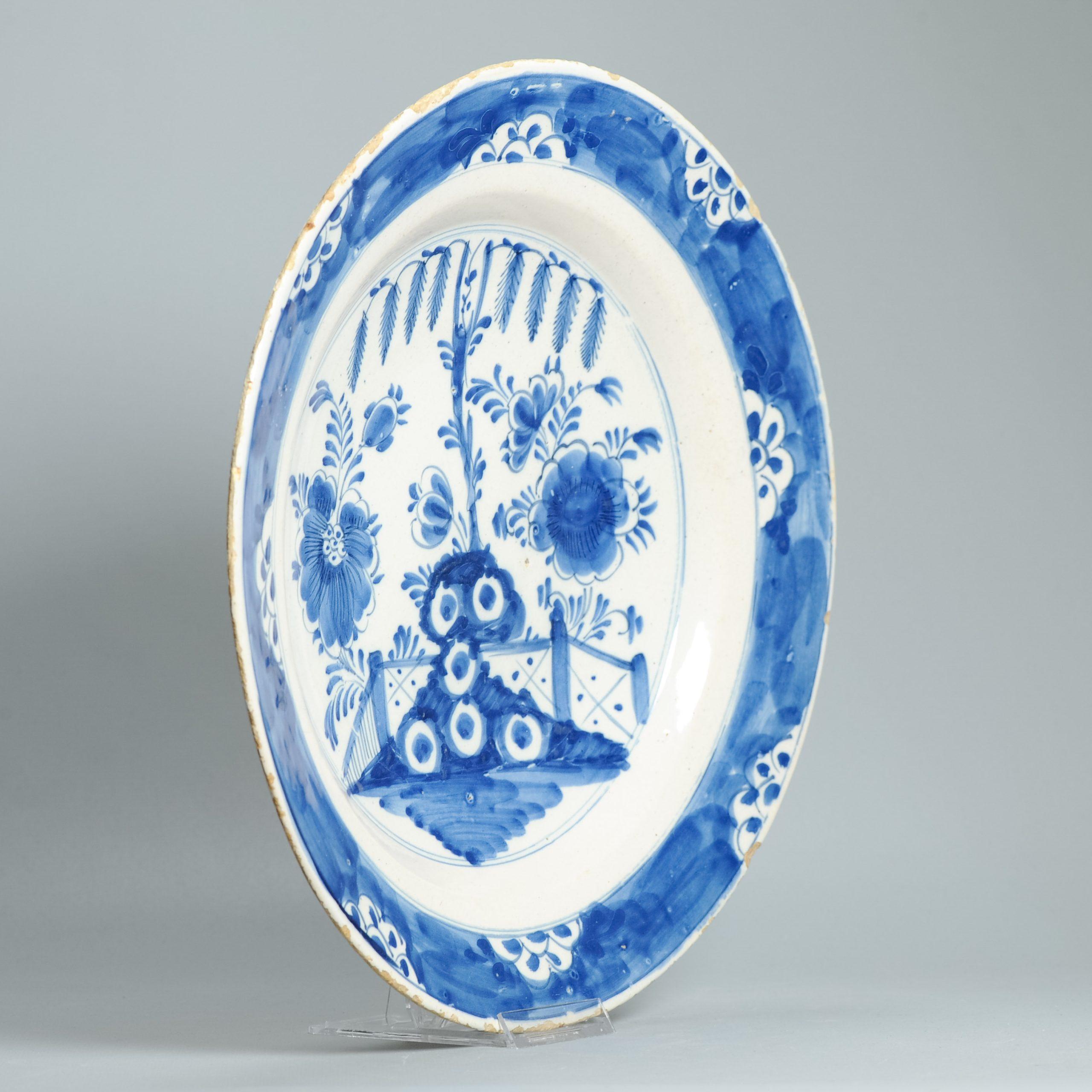 34.7CM Antico piatto di terracotta Delft olandese del 18° secolo Basato su P & A cinese in vendita 1