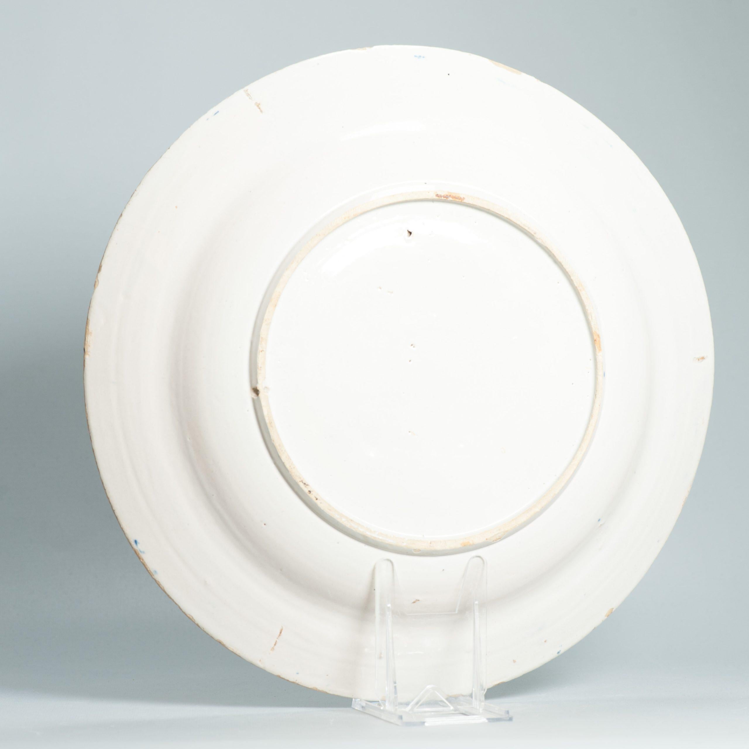34.7CM Antico piatto di terracotta Delft olandese del 18° secolo Basato su P & A cinese in vendita 5