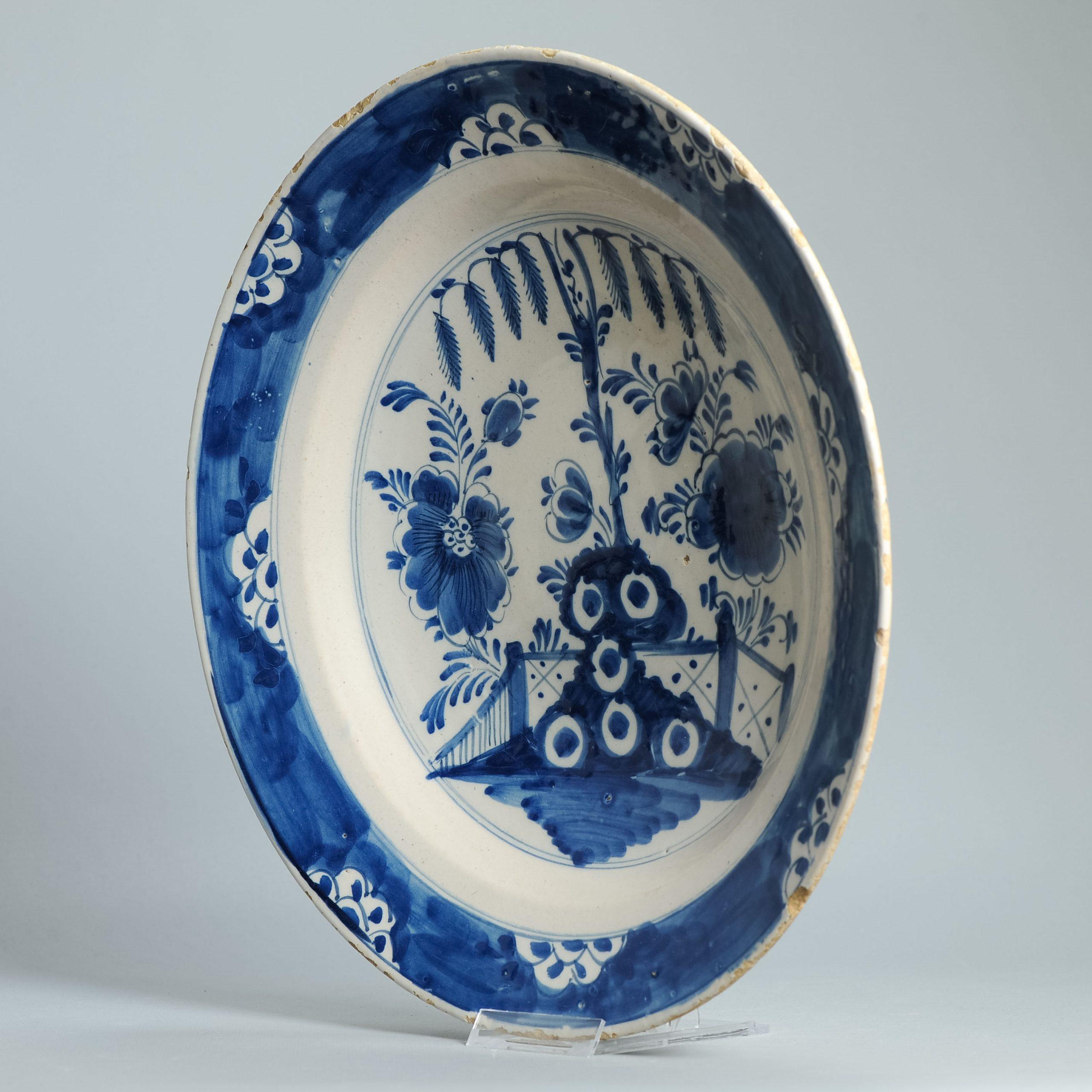 34.7CM Antico piatto di terracotta Delft olandese del 18° secolo Basato su P & A cinese in vendita 4