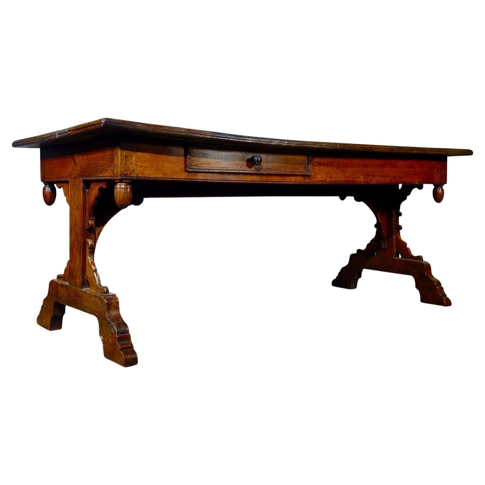 Long Narrow Farmhouse Kitchen Table at 1stDibs