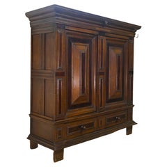 Armoire d'entrée hollandaise ancienne en chêne Kast du 17ème siècle