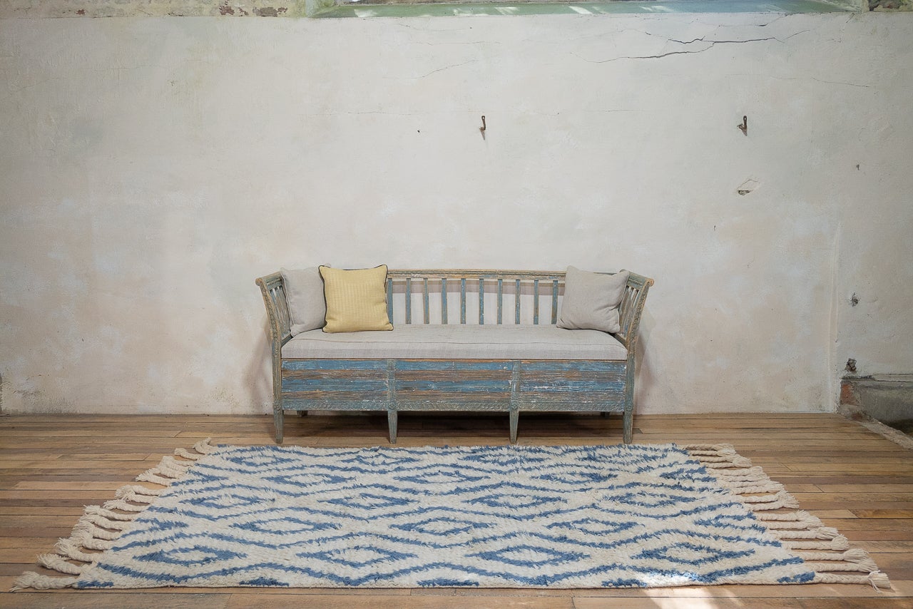 Mid 20th century blue Moroccan Berber Rug - Carpet For Sale