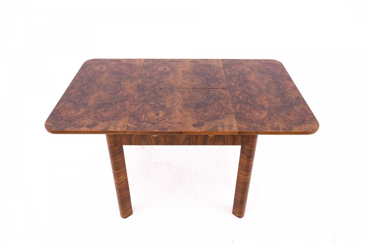 Walnut Art Deco table, 1950s, Poland. For Sale