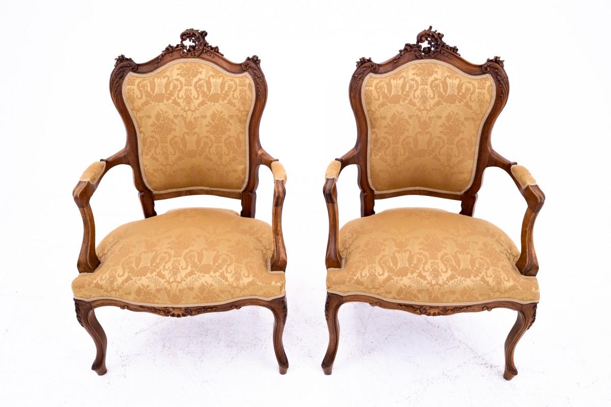 Luigi XV Coppia di poltrone antiche, Francia, 1870 circa. in vendita