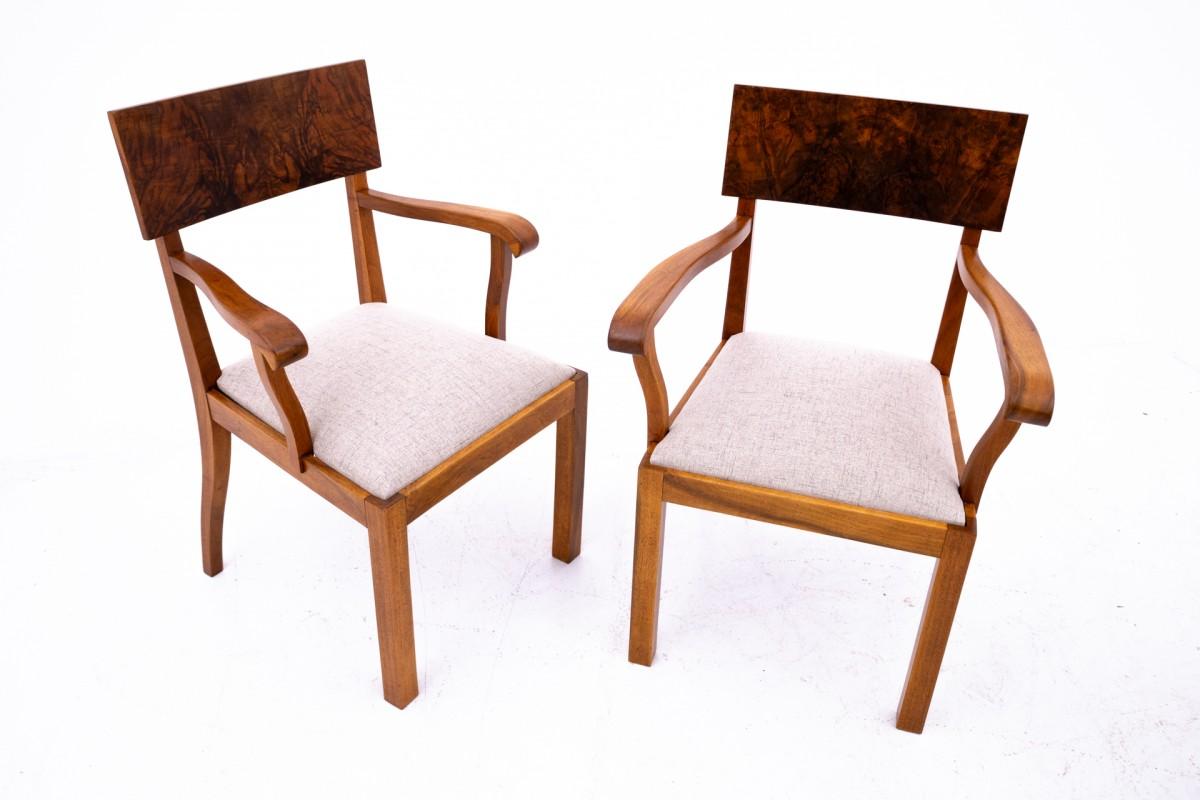 Ensemble de fauteuils Art déco, Pologne, années 1940. en vente
