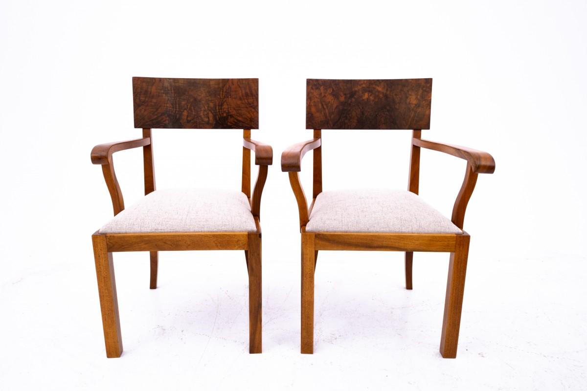 Polonais Ensemble de fauteuils Art déco, Pologne, années 1940. en vente