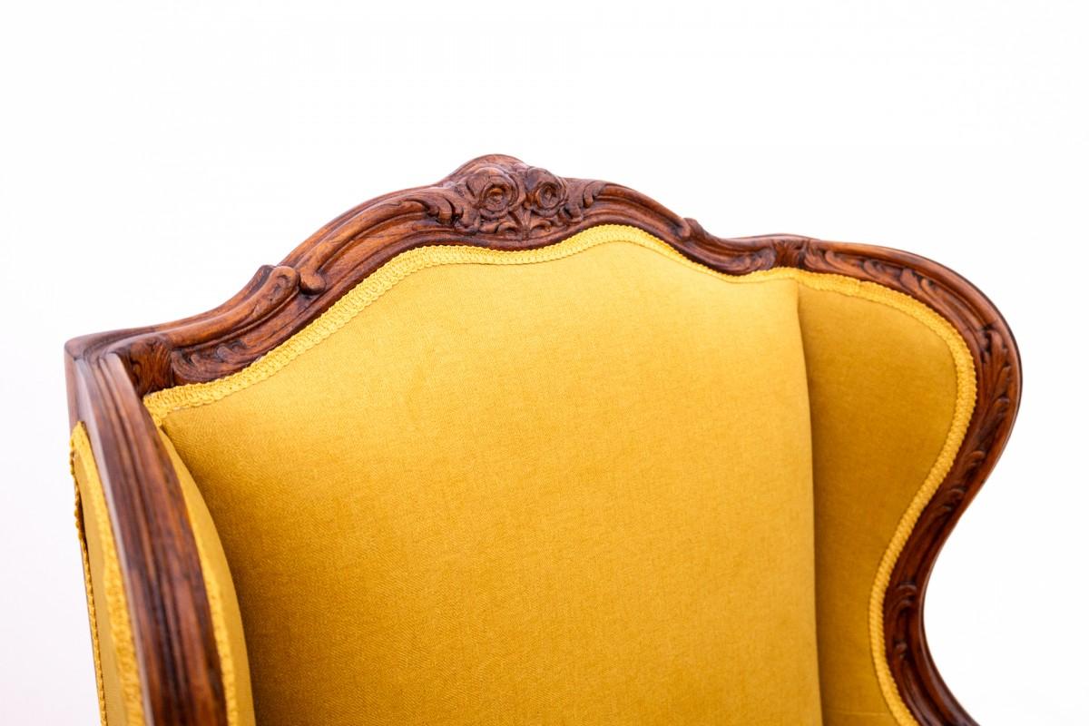 Paire de fauteuils à oreilles, France, vers 1920. Bon état - En vente à Chorzów, PL