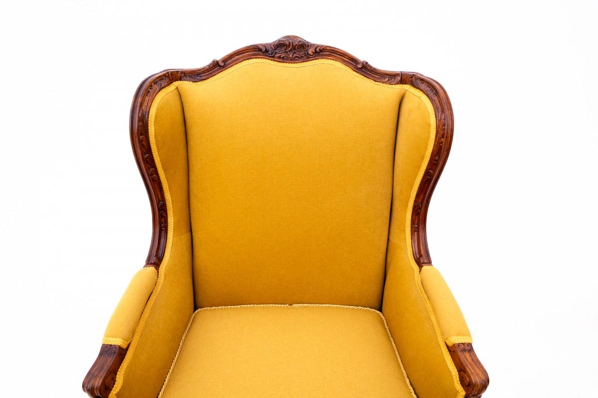 Tissu Paire de fauteuils à oreilles, France, vers 1920. en vente