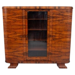 Libreria Art Deco in legno di noce, Polonia, anni '30.