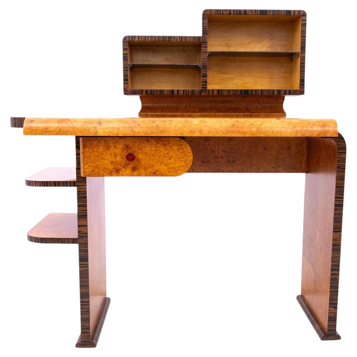 Art Deco desk with extension, Poland, 1950s. After renovation.